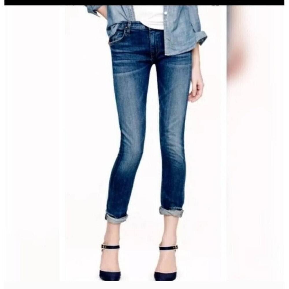 Goldsign Womens Medium Indigo Rolled Cuffs Mid-Rise Skinny Jeans